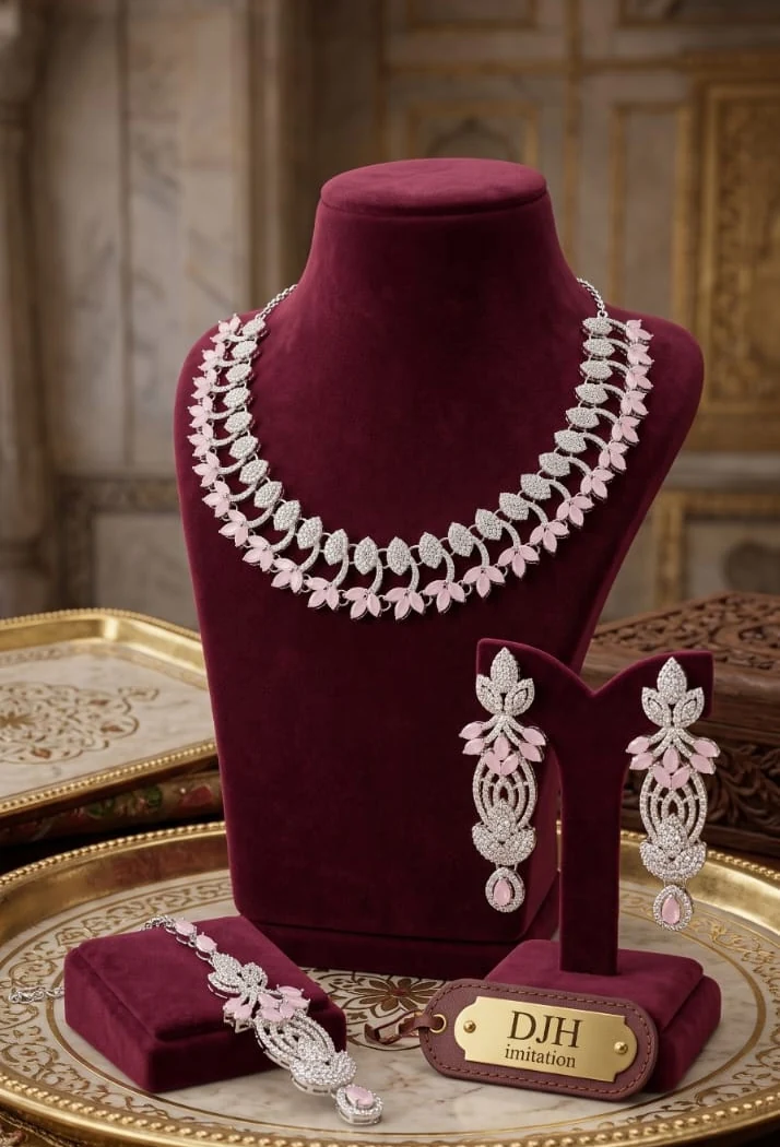 Rose Leaf Choker Set by Hamza Jewells