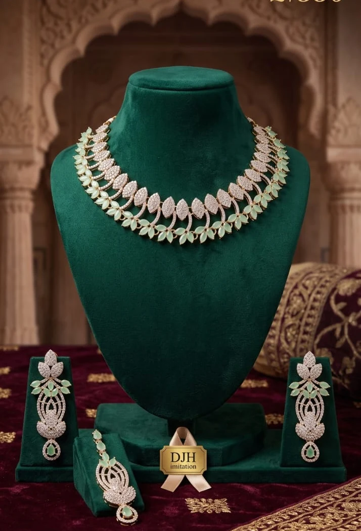 Mint Leaf Choker Set by Hamza Jewells