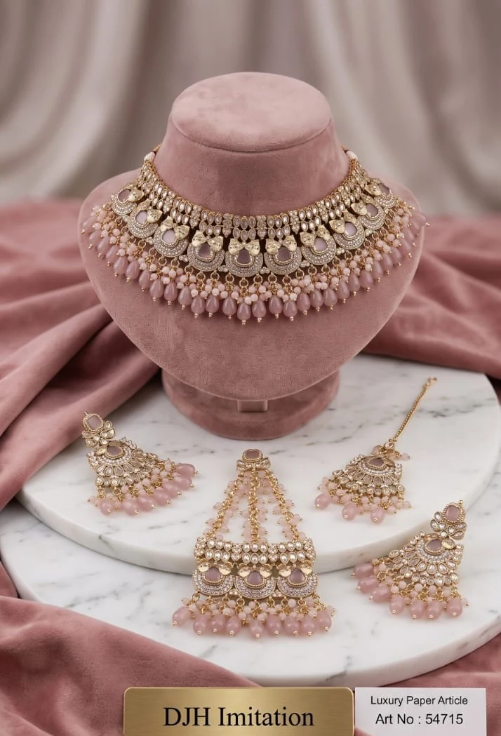 Pink Pearl Choker Set by Hamza Jewells