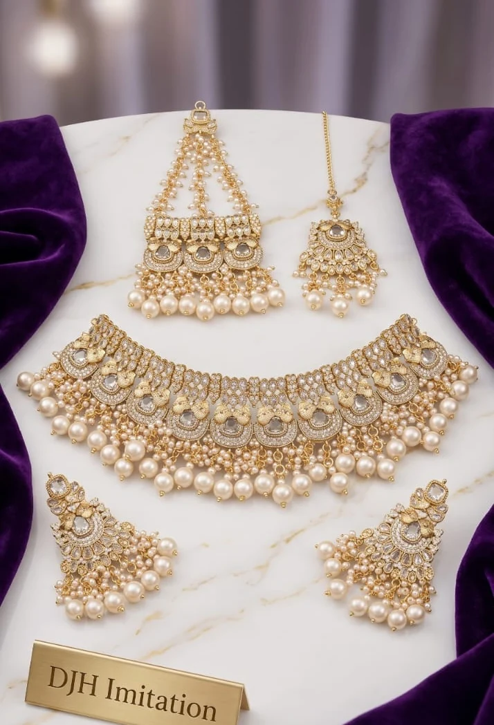 Pearl Kundan Bridal Set by Hamza Jewells