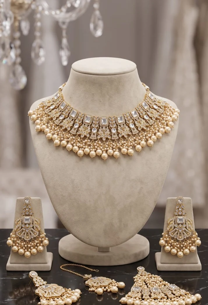 Ivory Pearl Bridal Set by Hamza Jewells