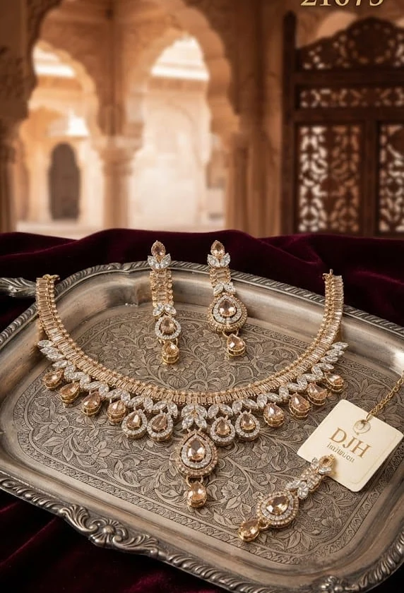 Champagne Silver Tray Set by Hamza Jewells