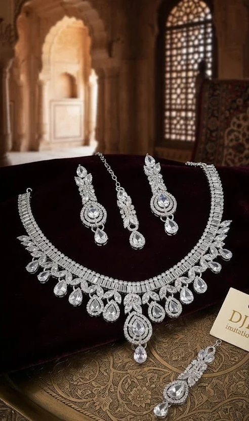 Crystal Silver Tray Set by Hamza Jewells