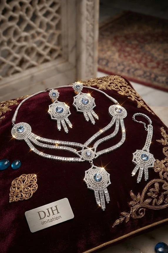 Blue Layered Necklace Set by Hamza Jewells